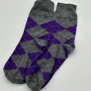 Men's Purple and Gray Argyle Crown Royal Socks